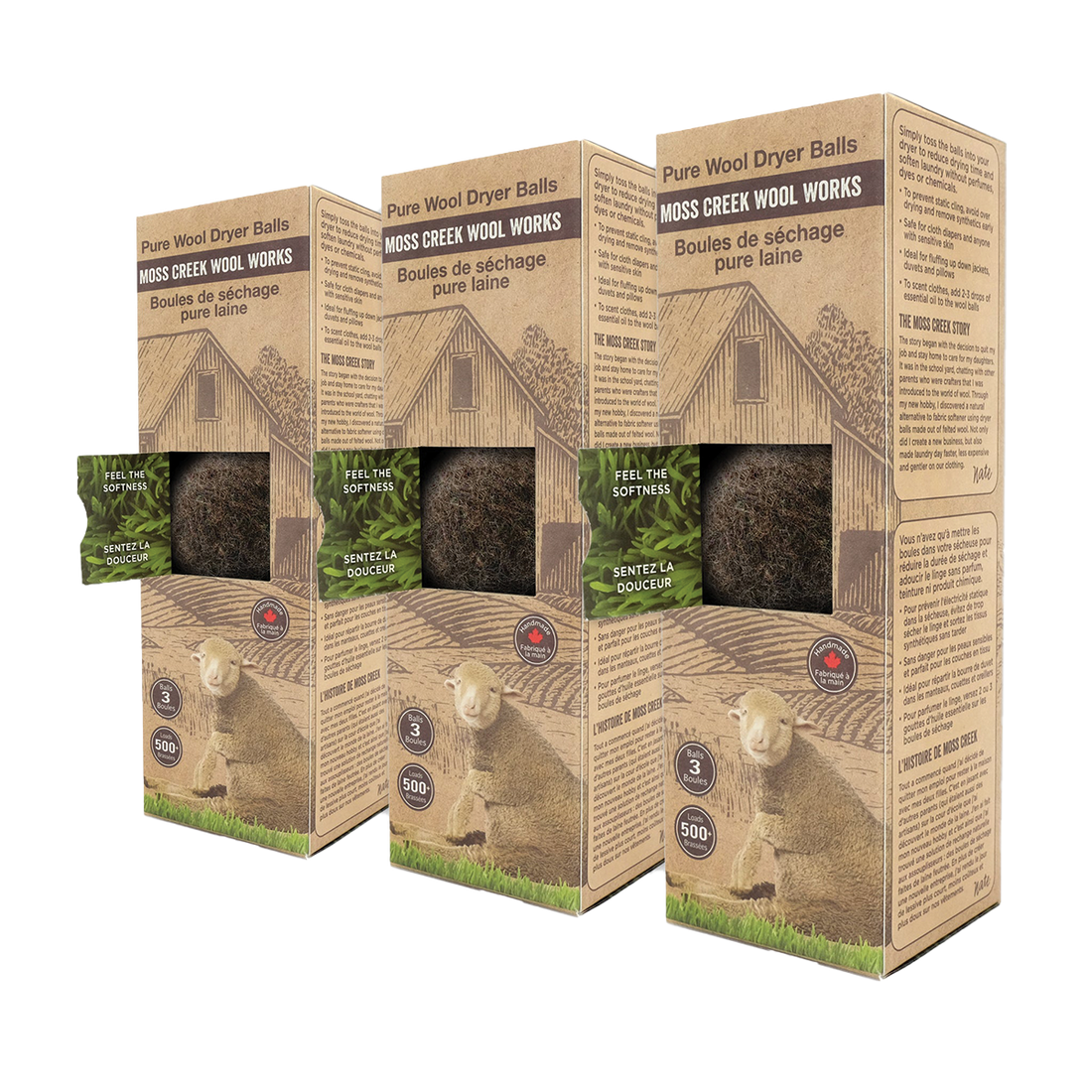 Moss Creek Barn Boxes - 3 Wool Dryer Balls