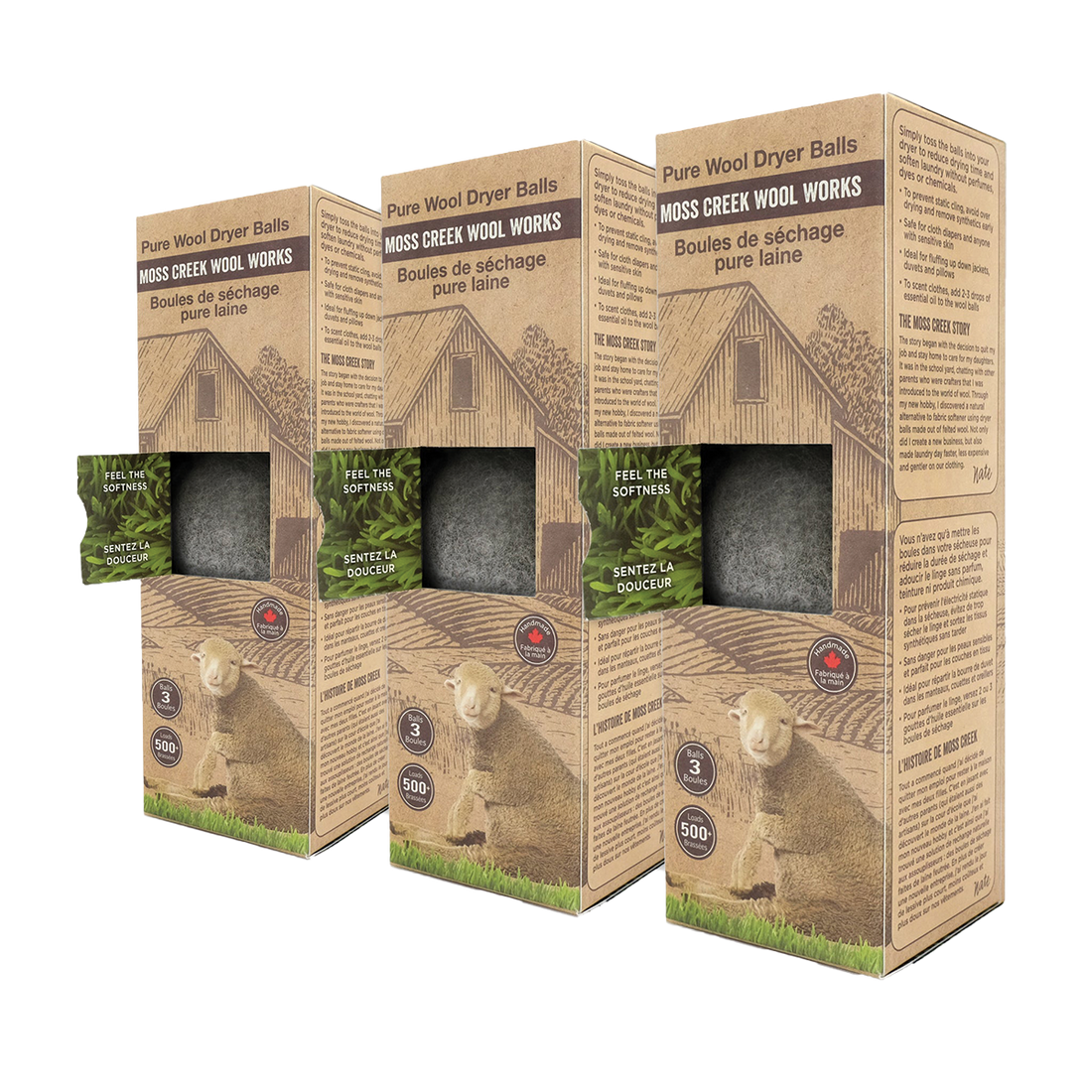 Moss Creek Barn Boxes - 3 Wool Dryer Balls