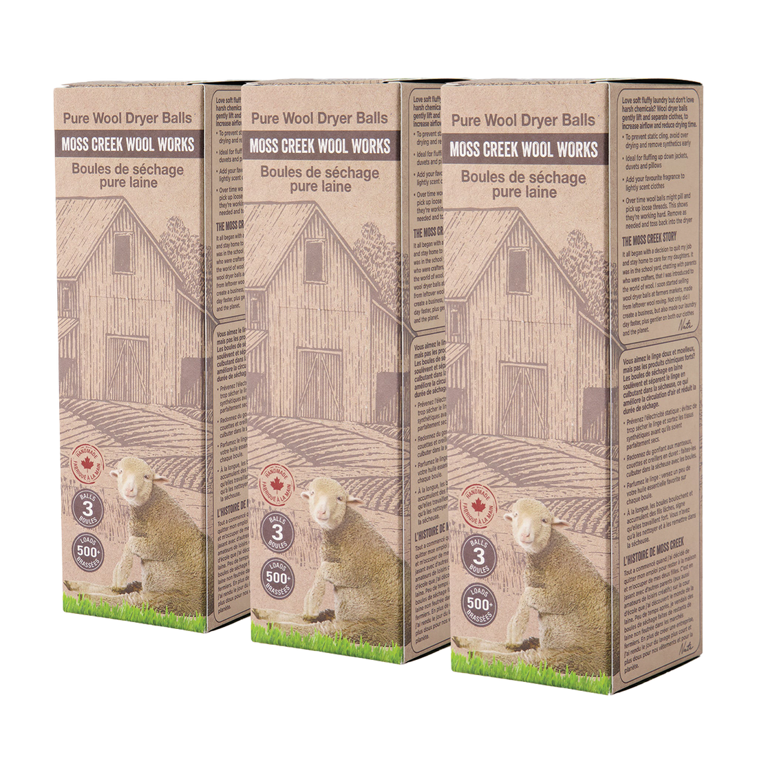 Moss Creek Barn Boxes - 3 Wool Dryer Balls