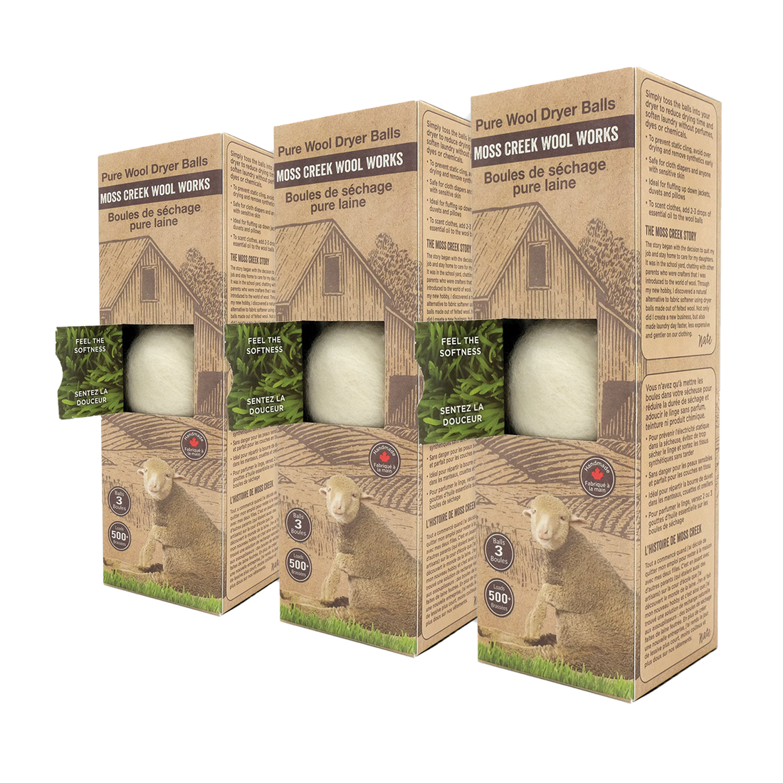 Moss Creek Barn Boxes - 3 Wool Dryer Balls