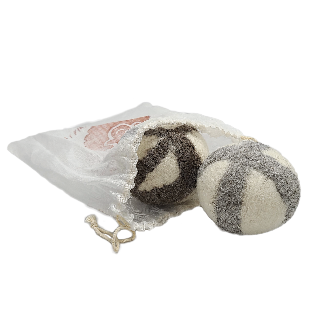 Moss Creek "Meow" Catnip Infused Wool Balls - Set of 2 in a cotton pouch