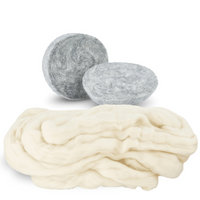Moss Creek Starter Set - 75 Wool Dryer Balls with Wire Basket & Lamb