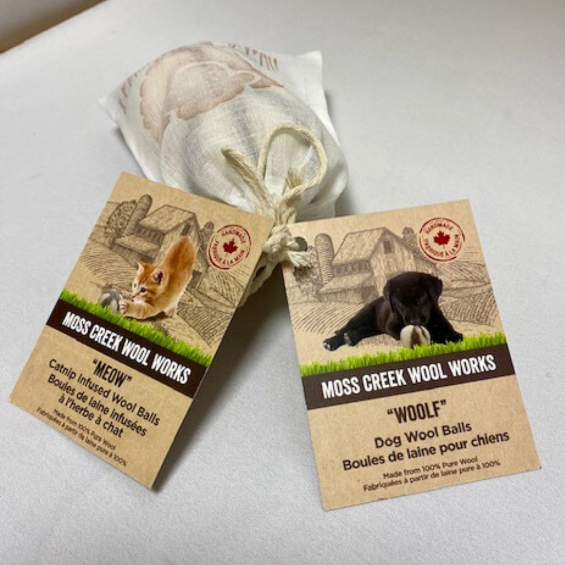 Moss Creek "Woolf" Balls for Dogs - 6-Pack, 2 Balls in Each Cotton Pouch